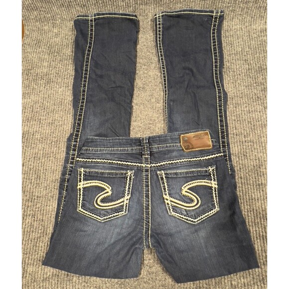 Silver Jeans Frances Women 25x33 (Actual 28x33) Blue Denim Pants Distressed - Picture 2 of 16